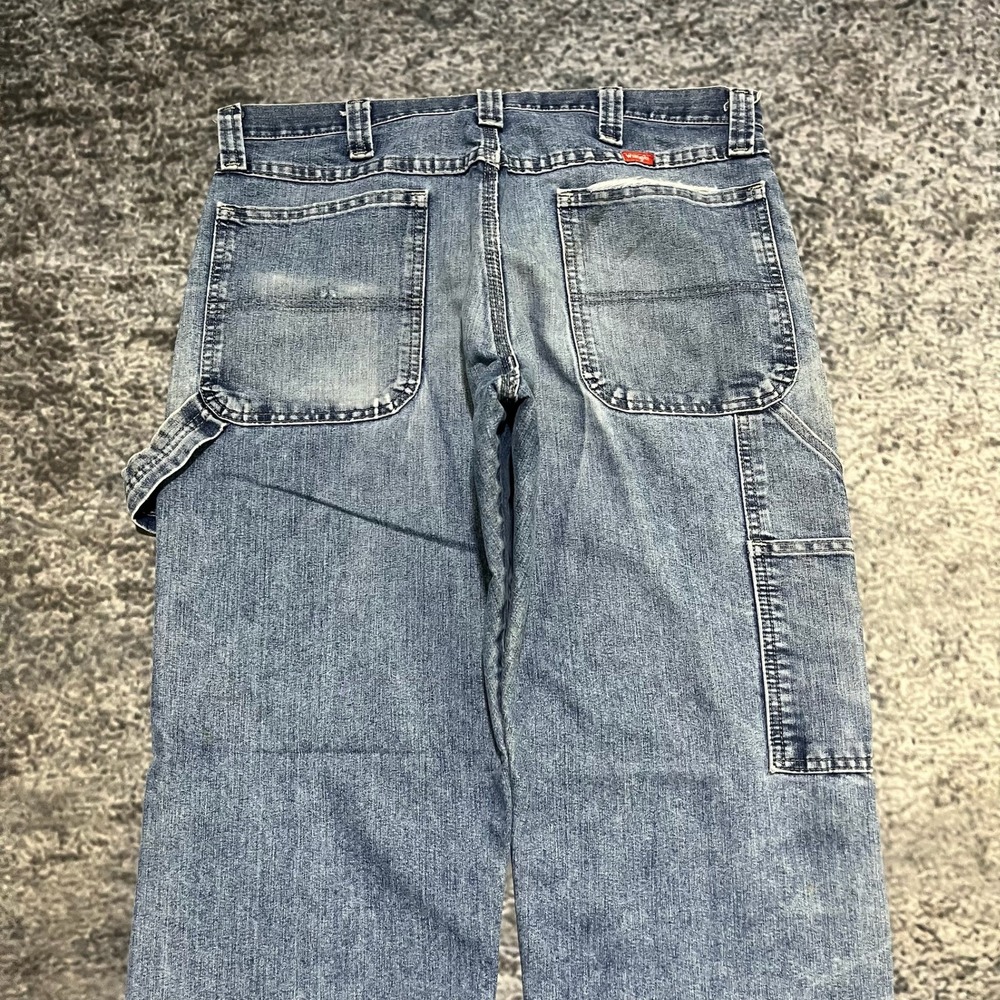 Wrangler Carpenter Jeans 34x30 Blue Distressed Faded Workwear Vintage‎ 2000s - Picture 3 of 16